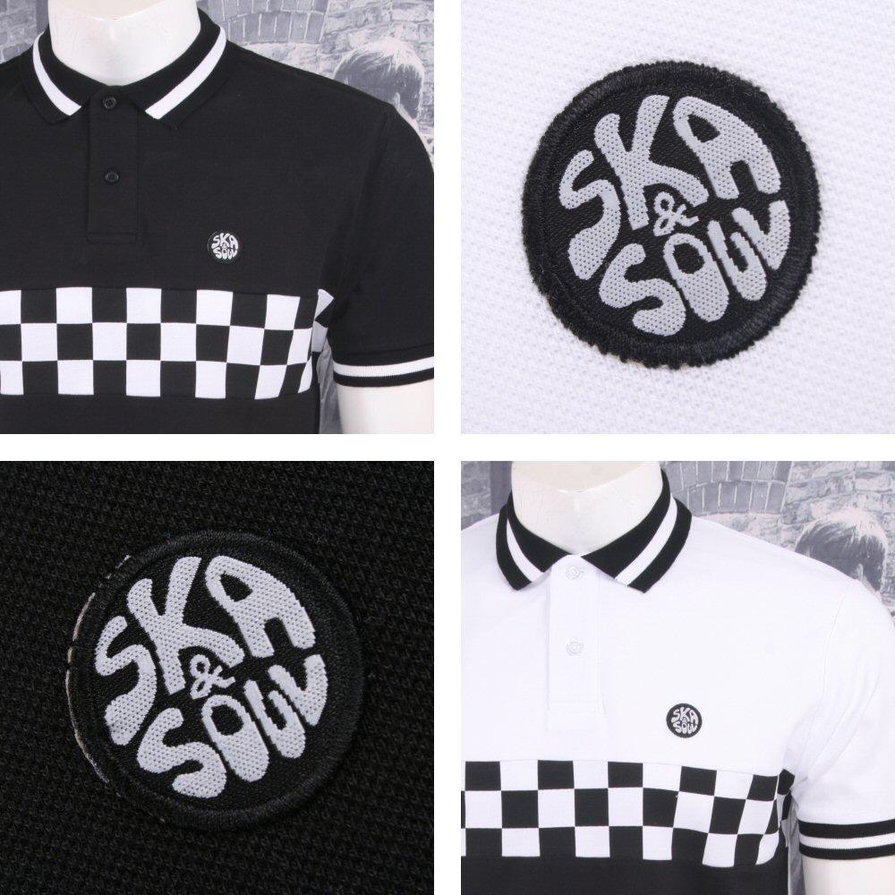 Ska & Soul Mod Retro 60's Skin 2Tone Checkerboard Tipped Polo Shirt | Adaptor Clothing